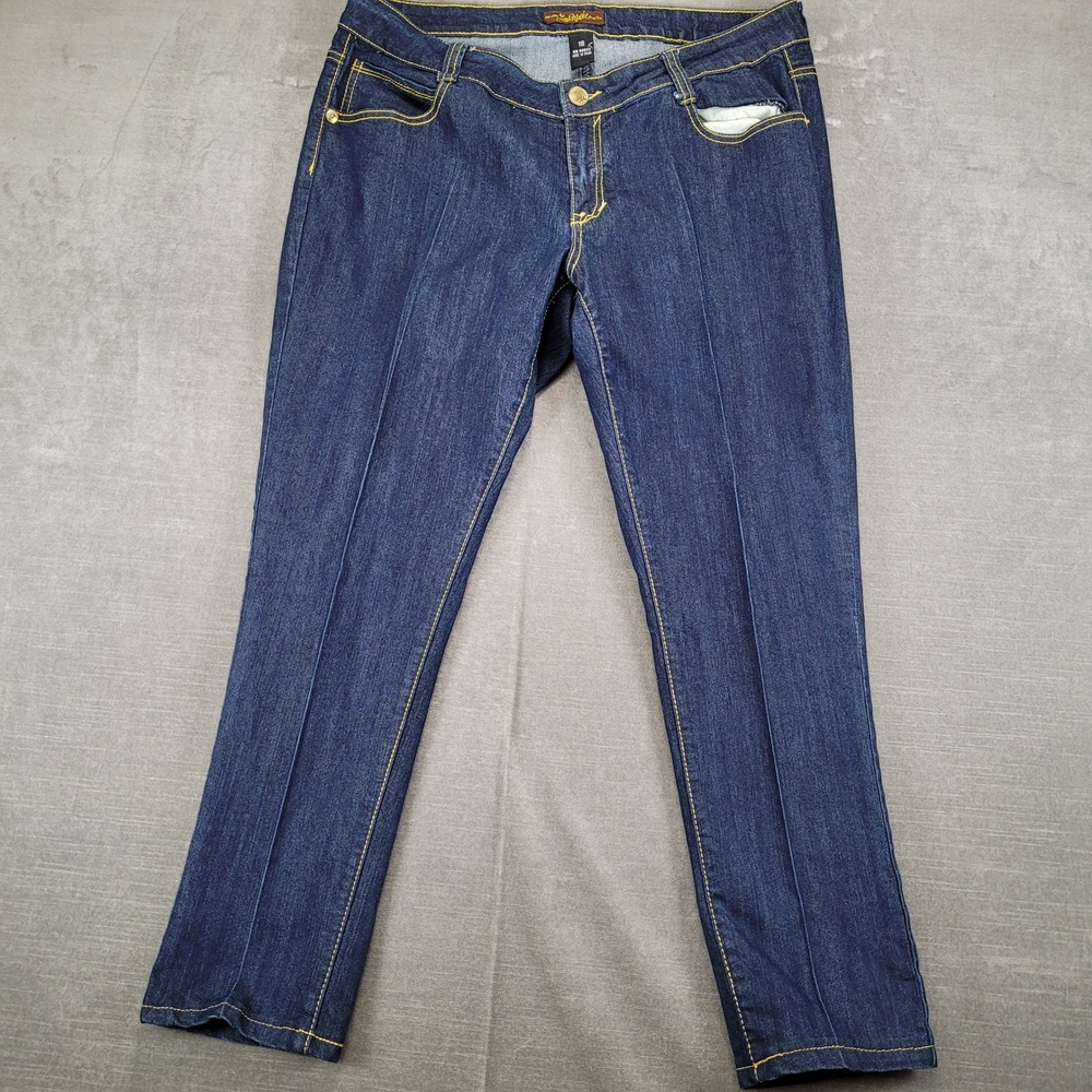 South Pole Jeans Y2K‎ Dark Wash Bootcut Embroidered Denim Women Size 18